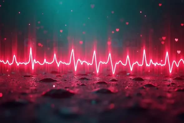 Heartbeat Pulse with Floating Hearts on Dark Background