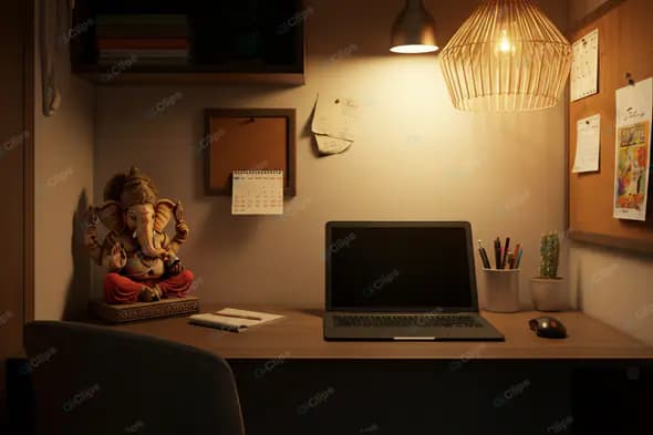 Cozy Indian Home Office Nook