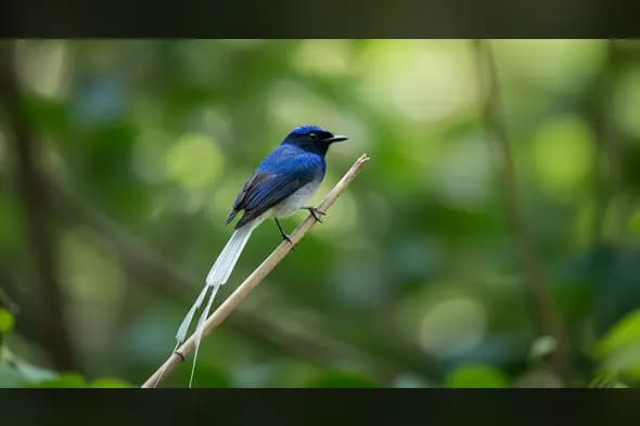 Indian Paradise Flycatcher Perched Gracefully in Natural Habitat