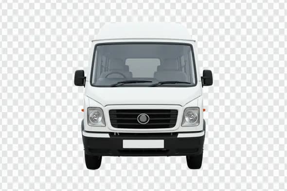 White Delivery Van Front View Commercial PNG