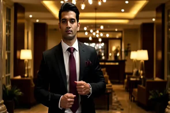 Sophisticated Businessman in Upscale Hotel
