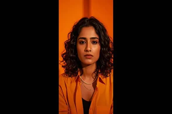 Vibrant Orange Portrait Curly Hair