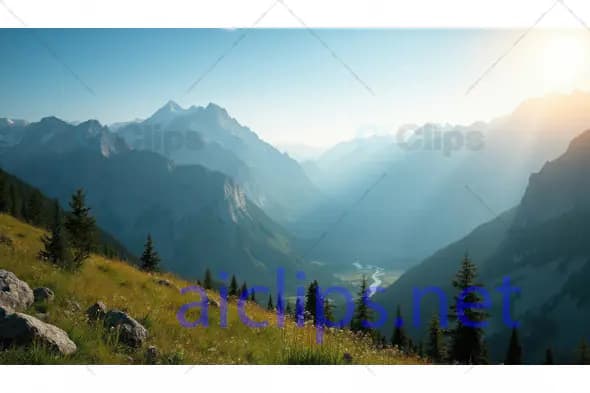 Sunlit Mountain Valley Landscape