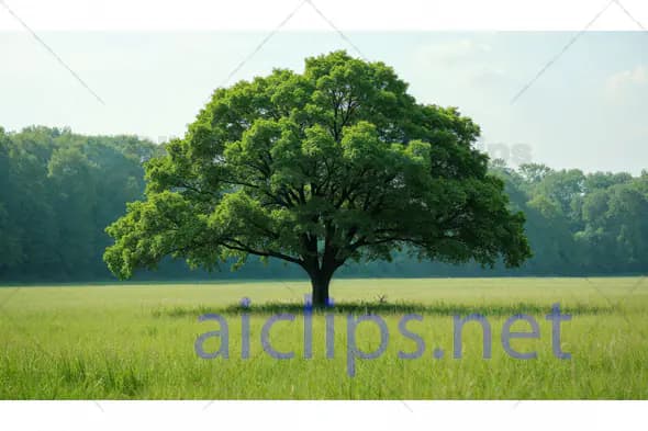 Lone Tree in Lush Green Field