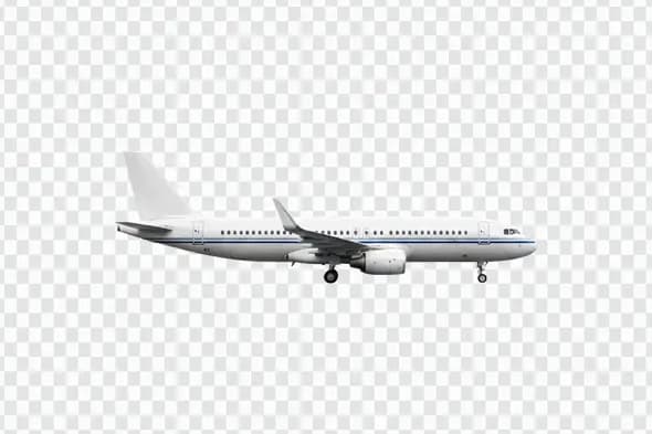 White Commercial Passenger Jet Airplane on Tarmac Clipart PNG