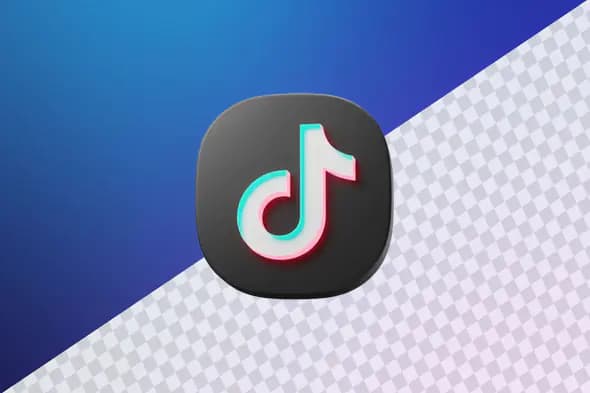 Sleek TikTok logo on blue gradient background