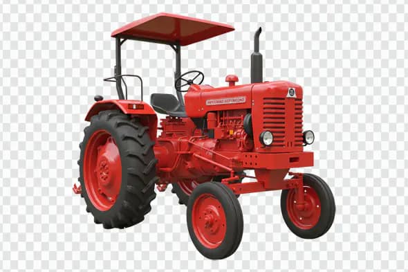 Classic Red Farm Tractor with Canopy PNG Clipart