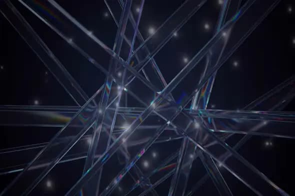 Futuristic Glass Light Beams with Starry Background Animation