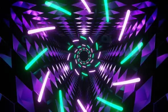 Neon Sci-Fi Tunnel Glowing Lights