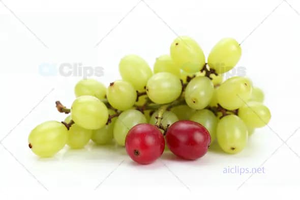 Green and Red Grapes on White Background