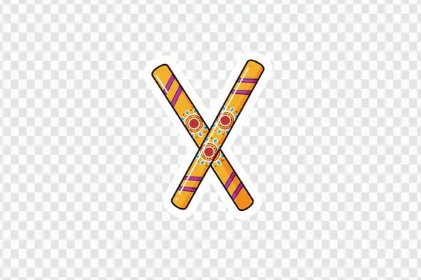 Colorful Dandiya Sticks Indian Folk Dance Celebration Graphics