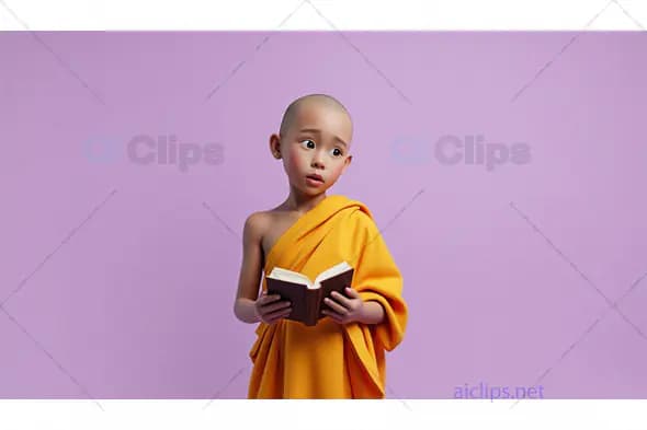 Young Monk Reading Book
