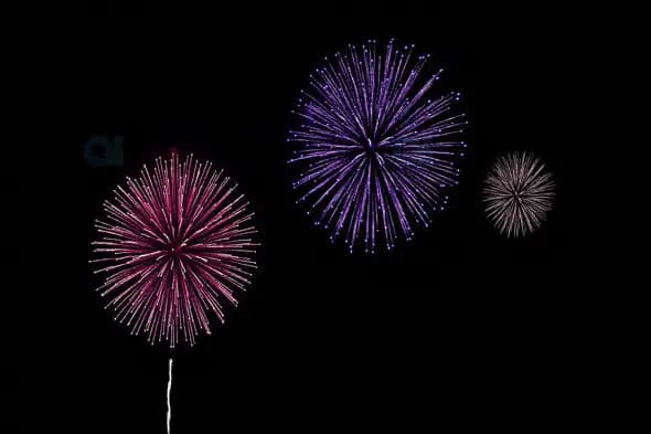 Colorful Fireworks Display on Black Background