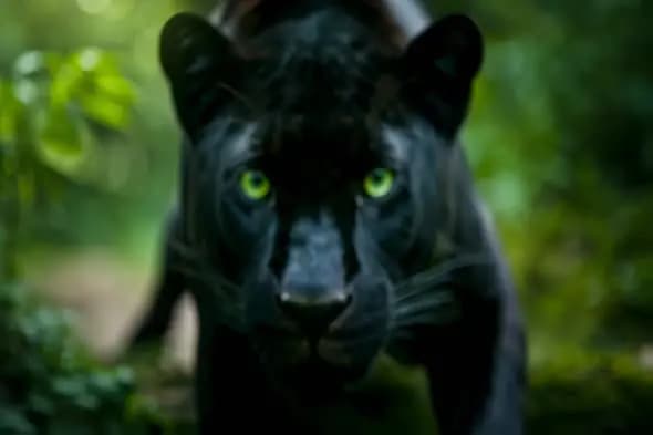 Mesmerizing Black Panther Prowling Through Lush Jungle Foliage