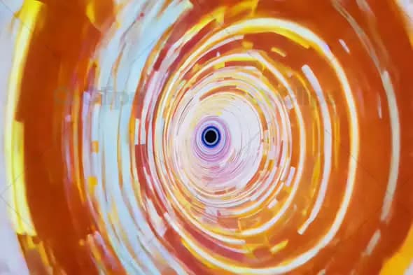 Vibrant Spiral Vortex with Dynamic Orange and Yellow Lights