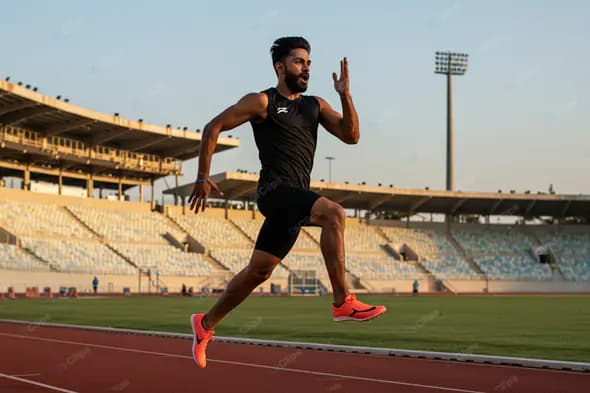 Powerful Sprinter in Stadium