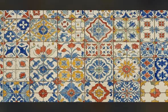 Multicolor Heritage Ceramic Tiles | Traditional Floral & Geometric Pattern