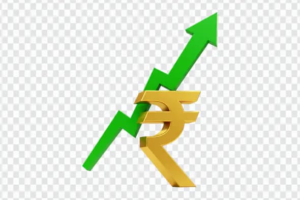 Rising Indian Rupee with Green Arrow PNG