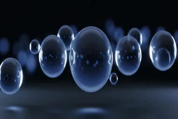 Floating 3D Transparent Bubbles Animation on Dark Background