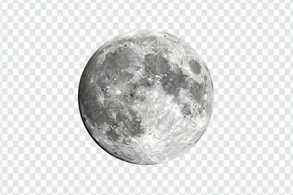 Realistic Grey Full Moon with Craters Clipart PNG