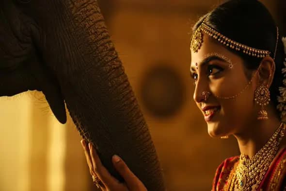 Bride and Temple Elephant