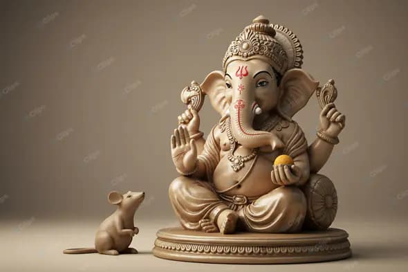 Ganesha Statue with Devoted Mouse