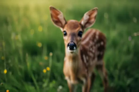 Curious Fawn Exploring Lush Green Meadow Scenic Footage