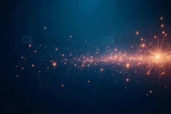Sparkling Light Trail with Radiant Burst on Dark Background