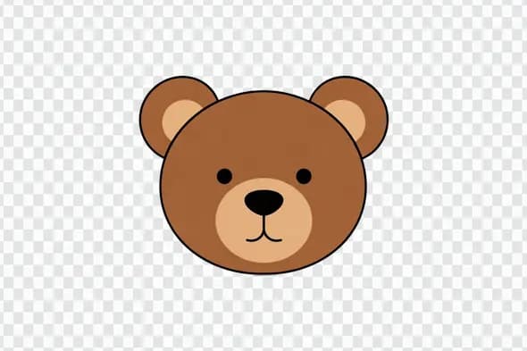 Simple Cute Brown Teddy Bear Face Icon Clipart PNG