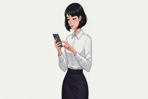 Animated Businesswoman Using Smartphone