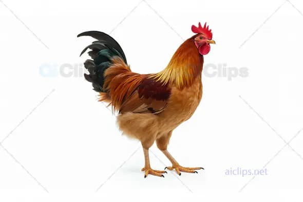 Colorful Rooster on White Background