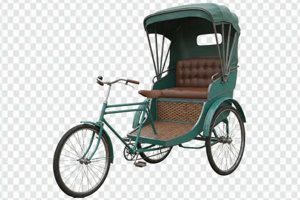 Vintage Green Tricycle Rickshaw Transport PNG Clipart