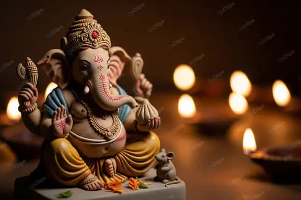 Ganesha Idol in Candlelight