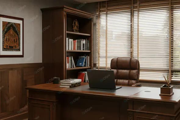 Professional Home Office with Cultural Flair
