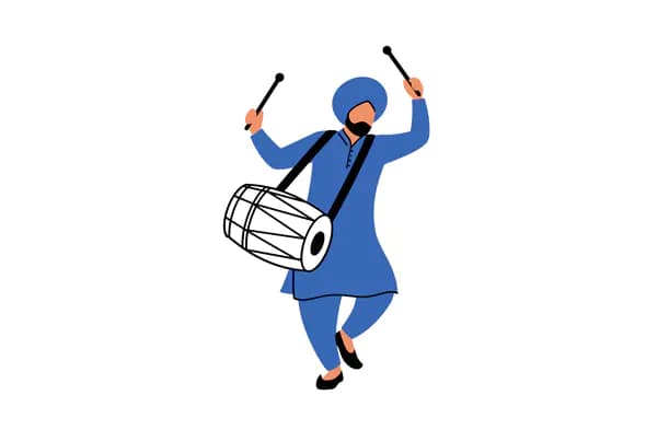 Punjabi Dhol Player Vector Art
