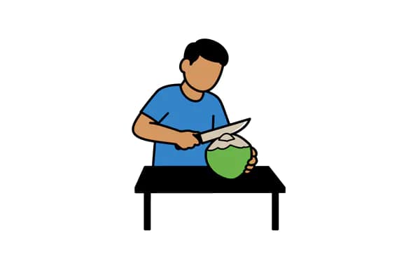 Coconut Cutting Vector Illustration