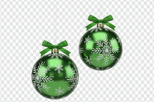 Festive Green Christmas Baubles with Bows PNG Clipart