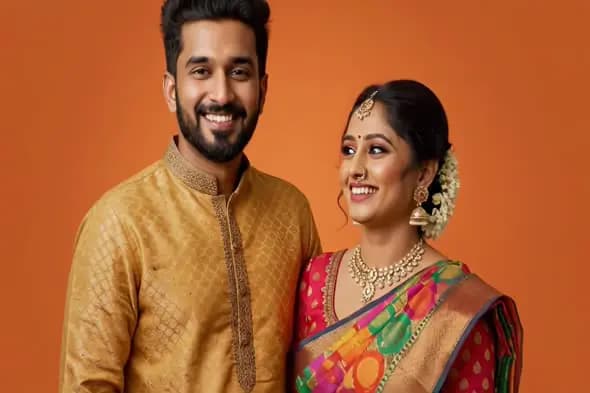 Radiant Indian Couple in Traditional Attire