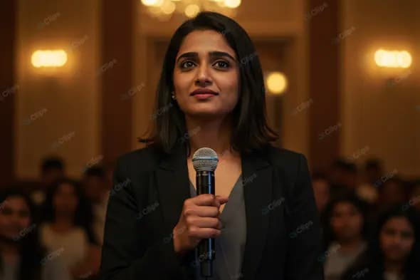 Confident Speaker Addressing Audience