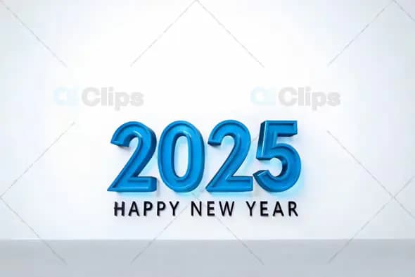 2025 Happy New Year Greeting with Blue 3D Text