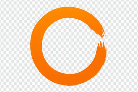 Dynamic Orange Zen Circle Brush Stroke PNG
