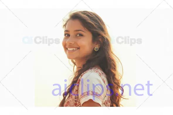 Smiling Young Woman with Long Hair