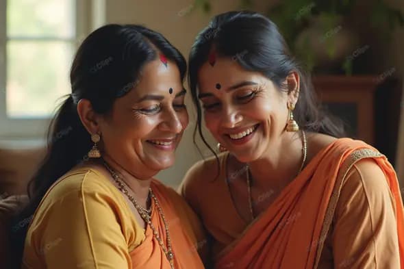 Radiant Indian Women in Joyful Moment