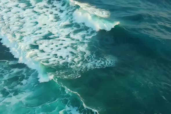 Aerial View of Ocean Waves Crashing with Turquoise Waters
