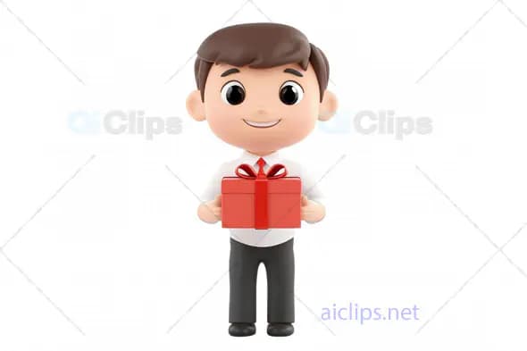 3D Boy Avatar with Gift Box