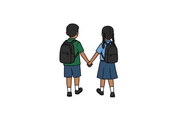 School Children Holding Hands Vector