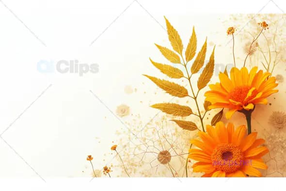 Yellow Floral Background with Daisies