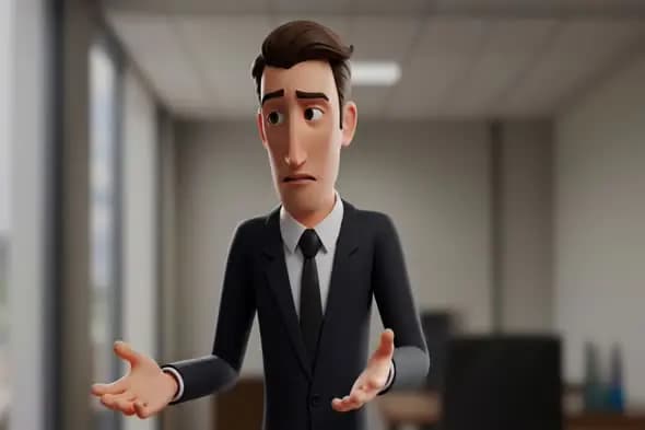 Perplexed Animated Businessman in Office