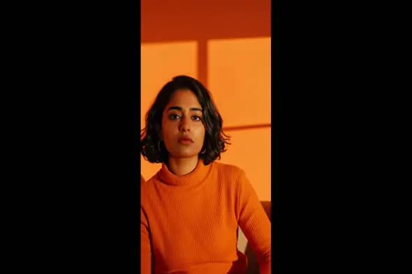 Vibrant Orange Monochrome Portrait