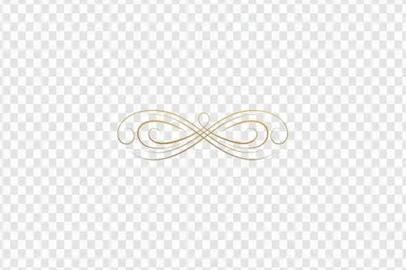 Elegant Gold Calligraphic Swirl Divider Ornament Clipart PNG